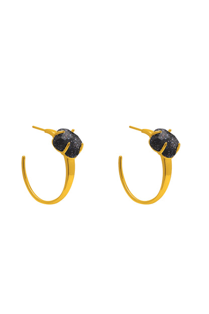 Stone Station Midnight Sparkle Stone Petite Hoop Earring Set