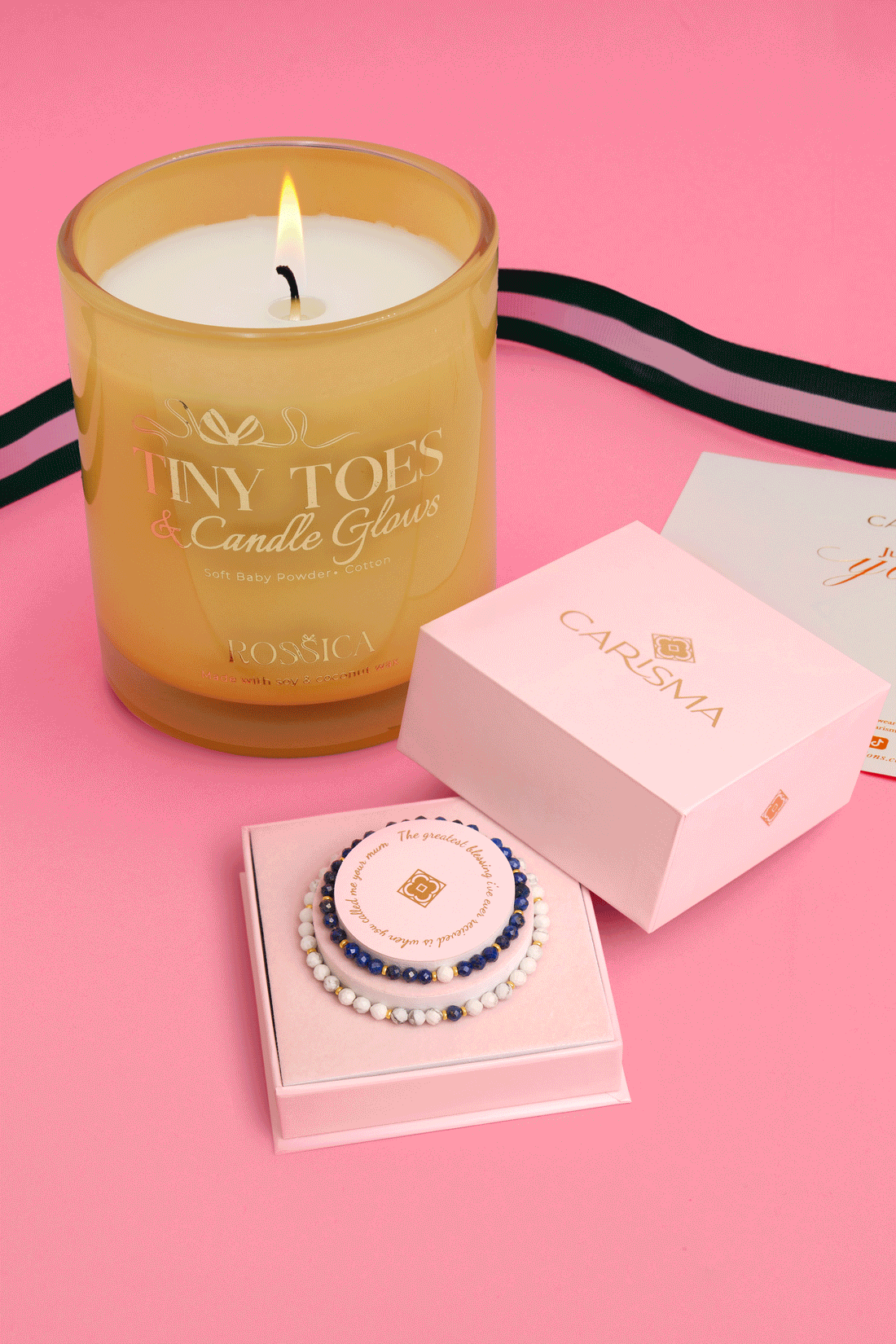 Never Apart Beaded Bracelets &amp; Rossica Candle Gift Sets