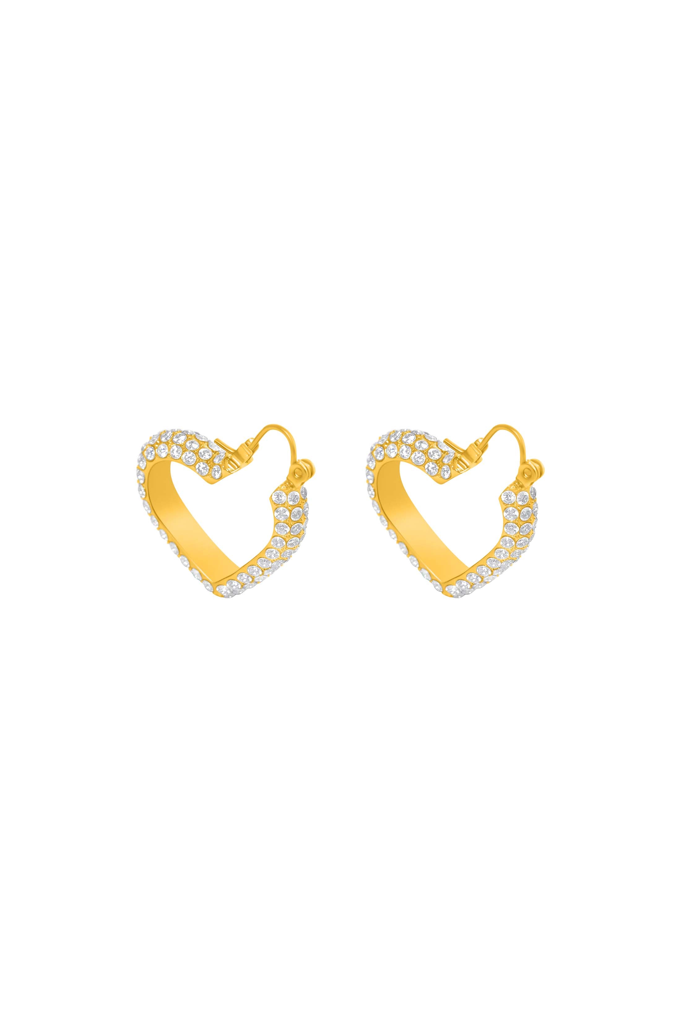 Crystal Heart Hoop Earring Set