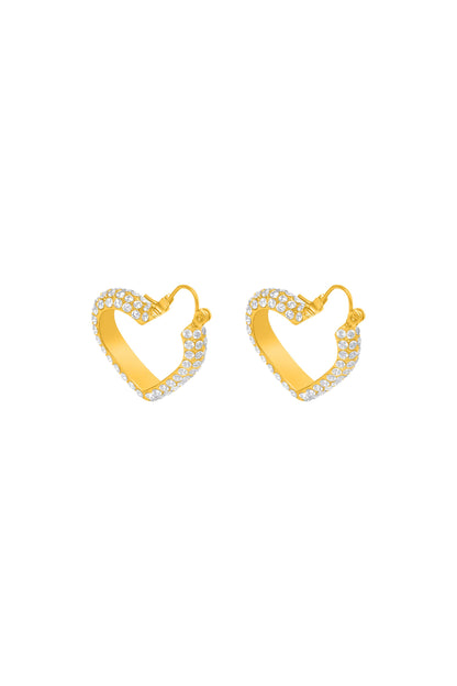 Crystal Heart Hoop Earring Set