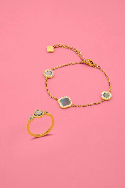 Noir Pearl Ring &amp; Bracelet Gift Set