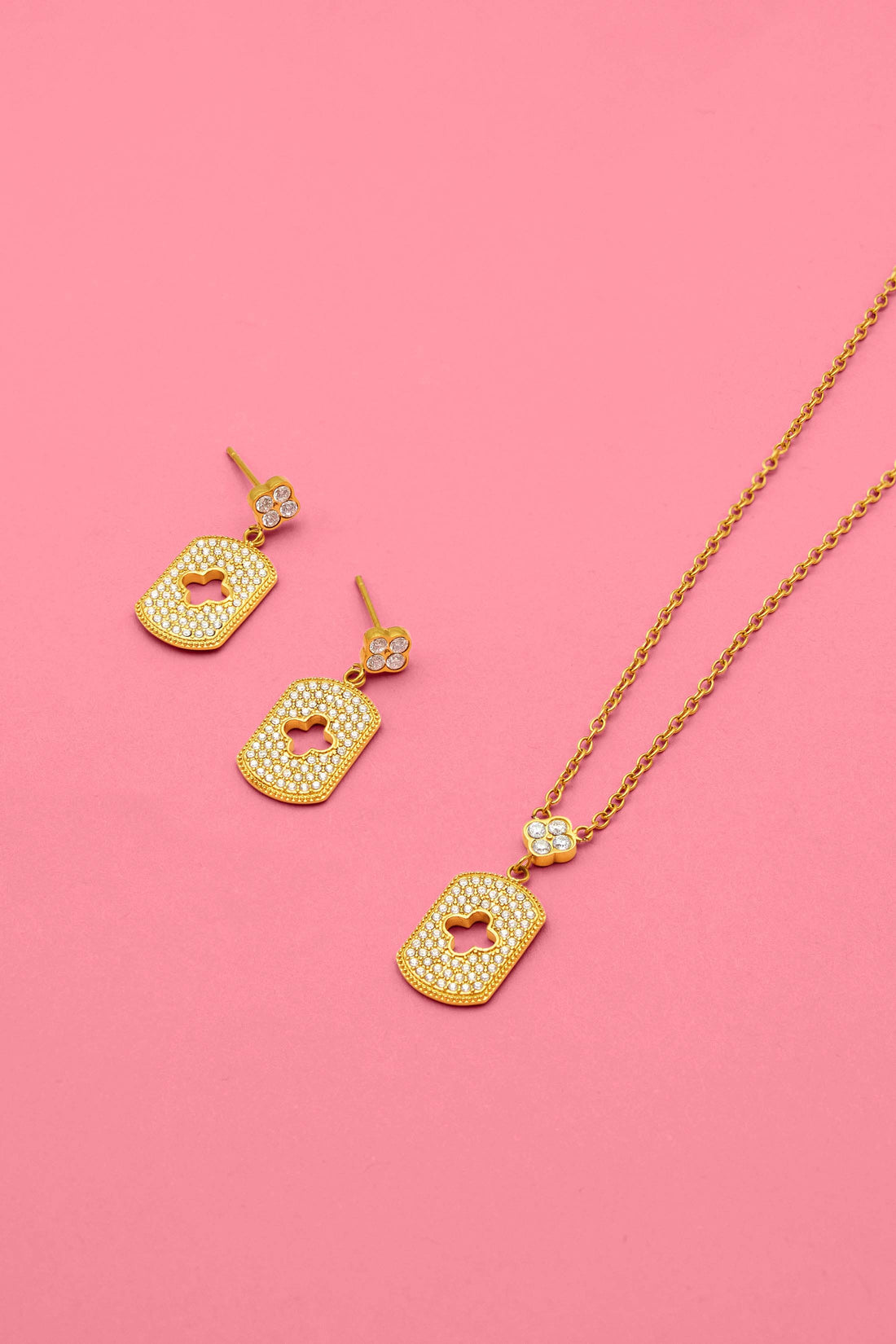 Iconic Pavé Drop Stud Earrings &amp; Necklace Gift Set
