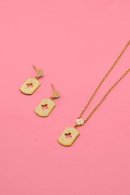 Iconic Pavé Drop Stud Earrings &amp; Necklace Gift Set