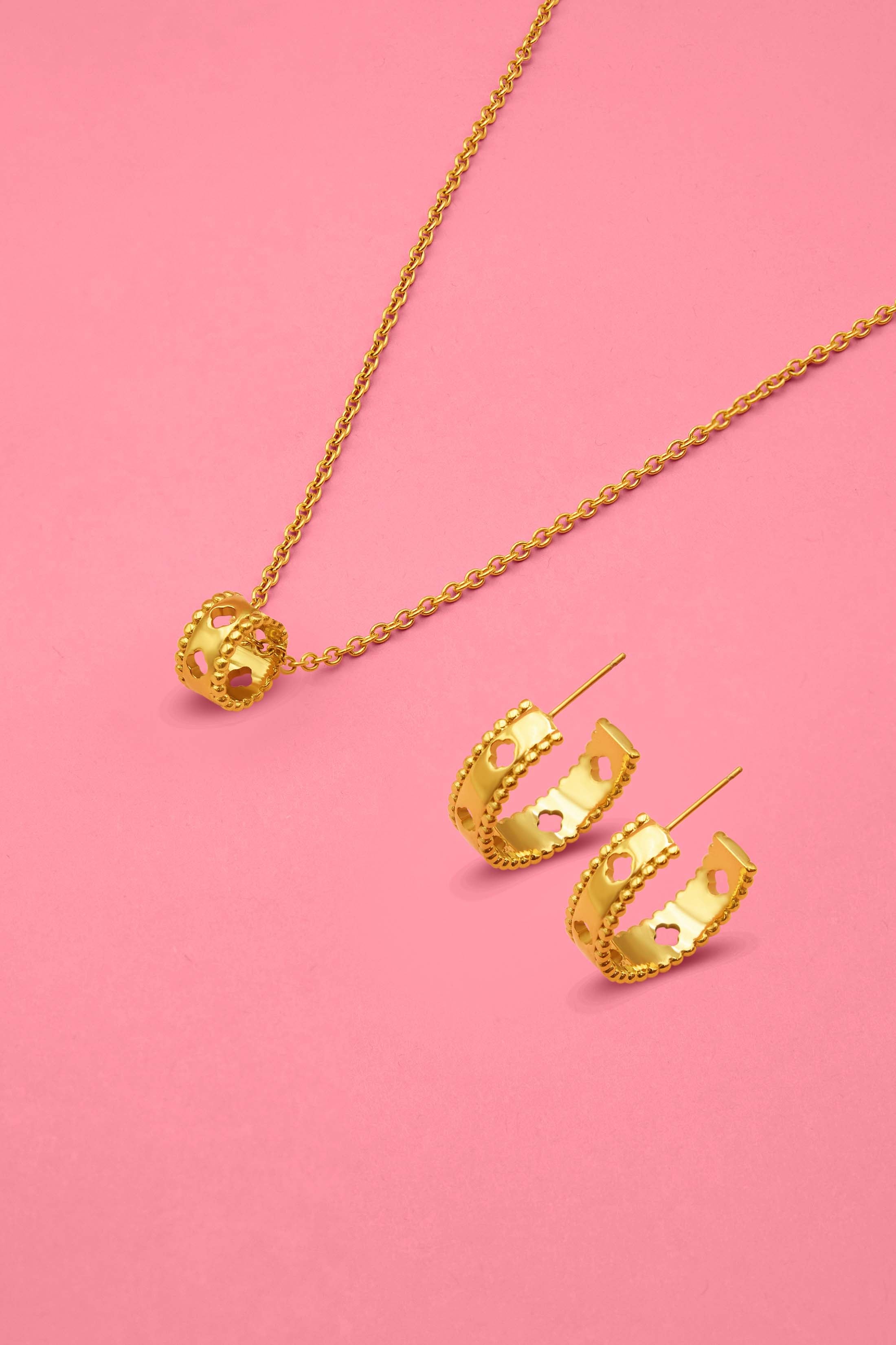 Carisma Emblem Hoop Earrings &amp; Ring Pendant Gift Set