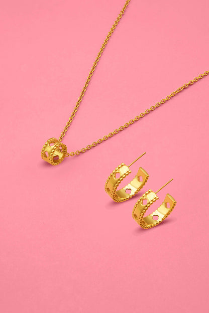 Carisma Emblem Hoop Earrings &amp; Ring Pendant Gift Set