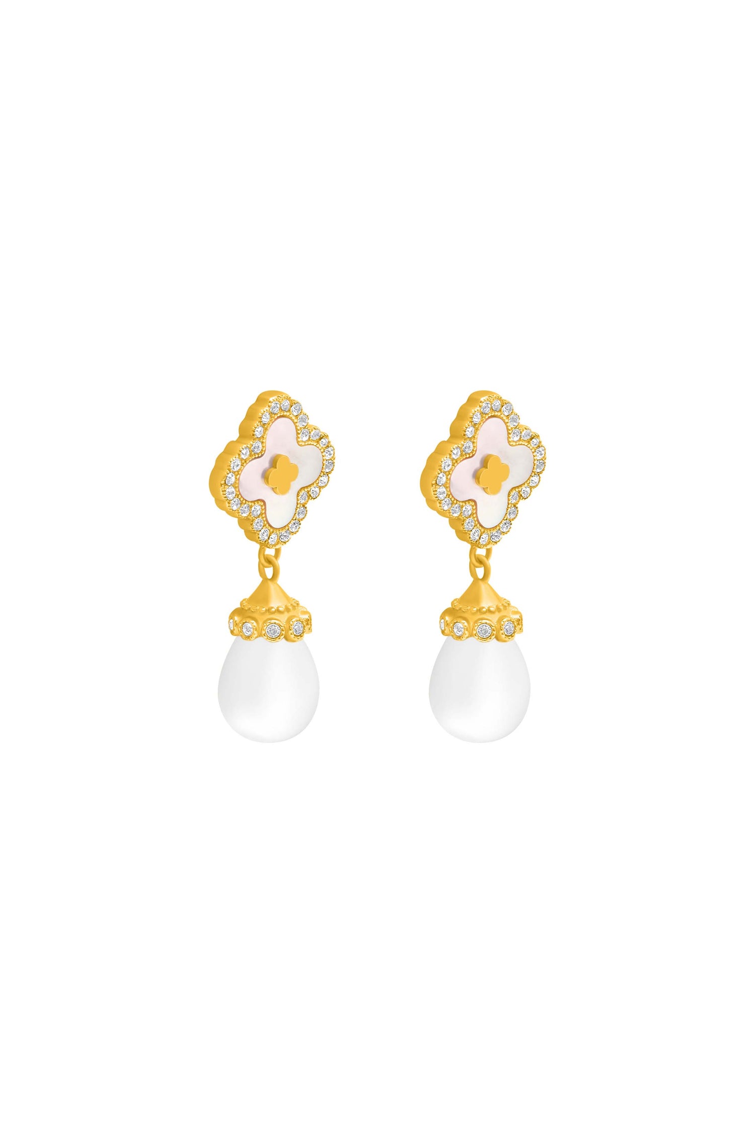 Dazzling Perla Drop Stud Earring Set