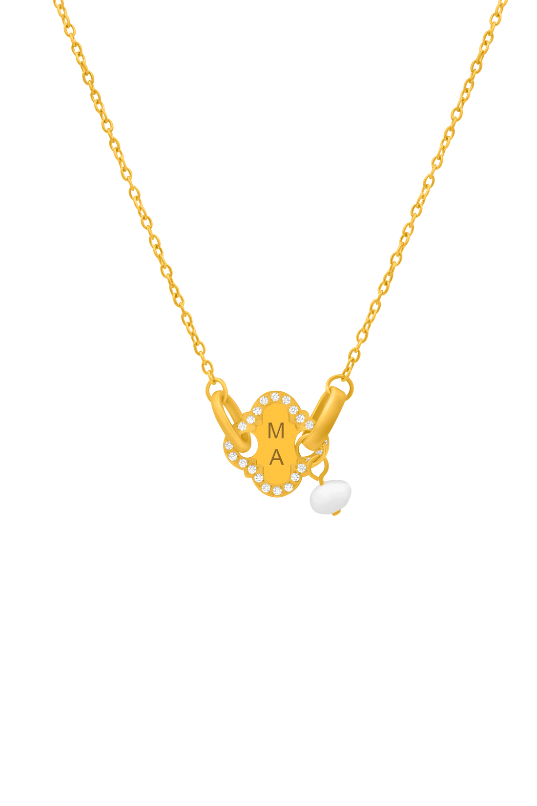 Pearl Linked Engravable Necklace, Bracelet &amp; Rossica Candle Gift Set