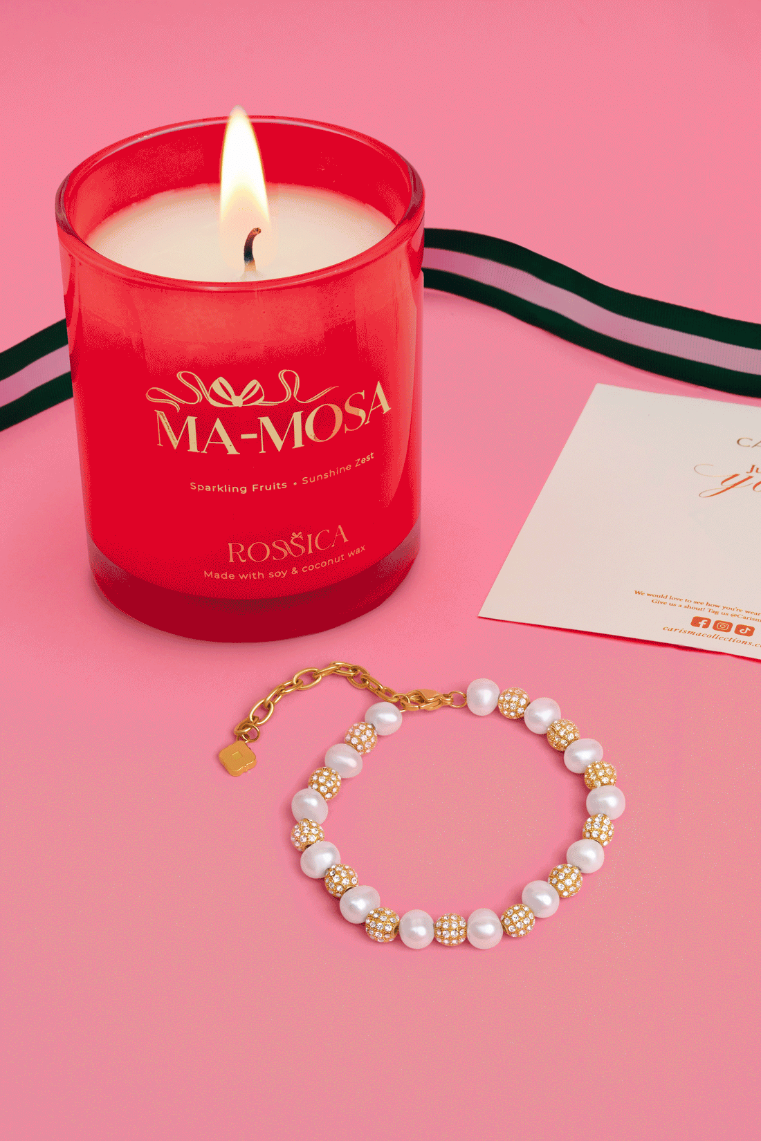 Pearl Radiance Bracelet &amp; Rossica Candle Gift Set