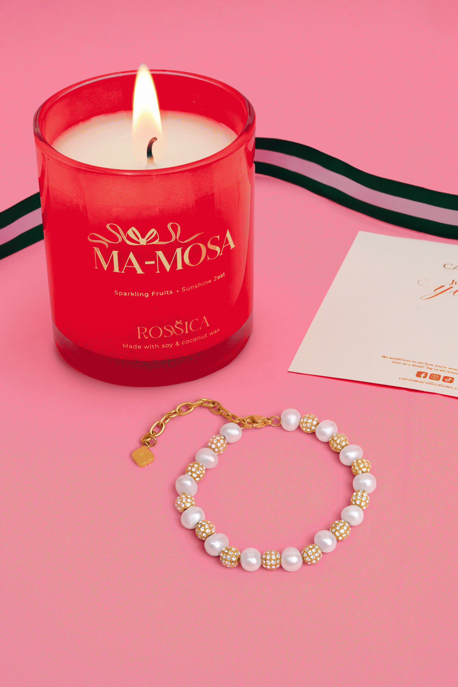 Pearl Radiance Bracelet &amp; Rossica Candle Gift Set