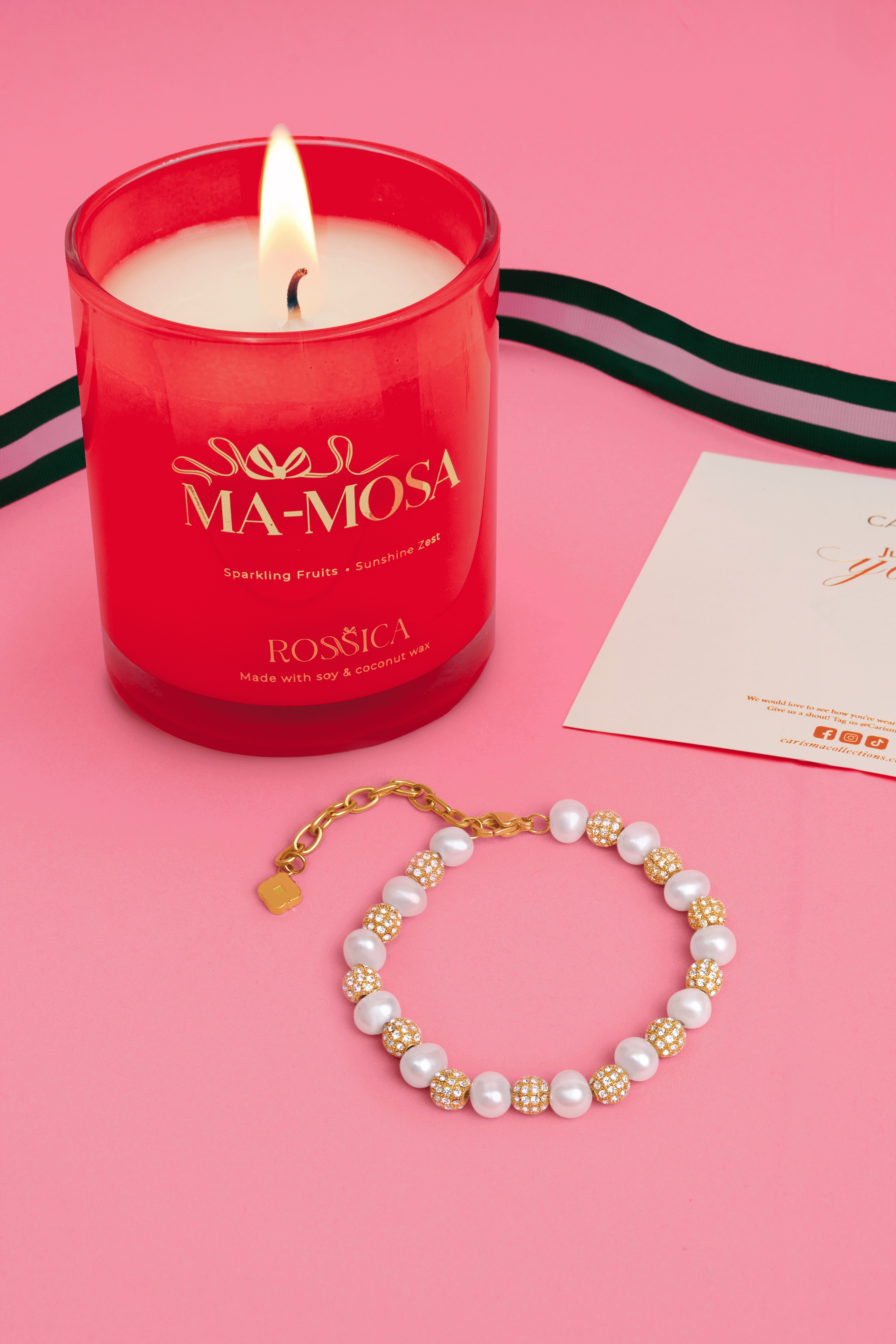 Pearl Radiance Bracelet &amp; Rossica Candle Gift Set
