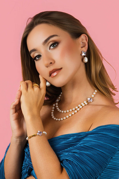 Stone Station Pearl Duet Necklace &amp; Bracelet Gift Set