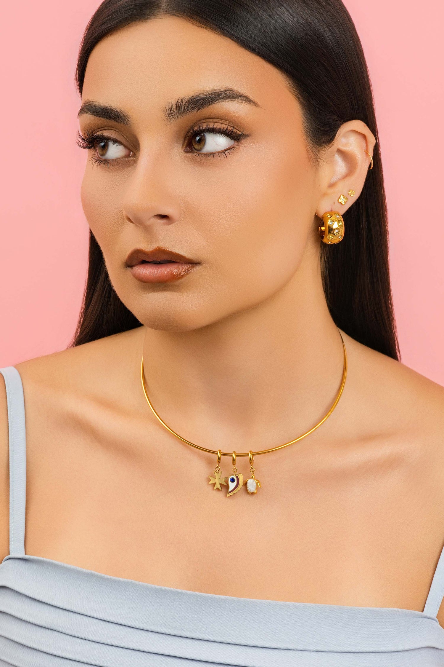 Cuff Necklace - Triple Cuff Charm Gift Set
