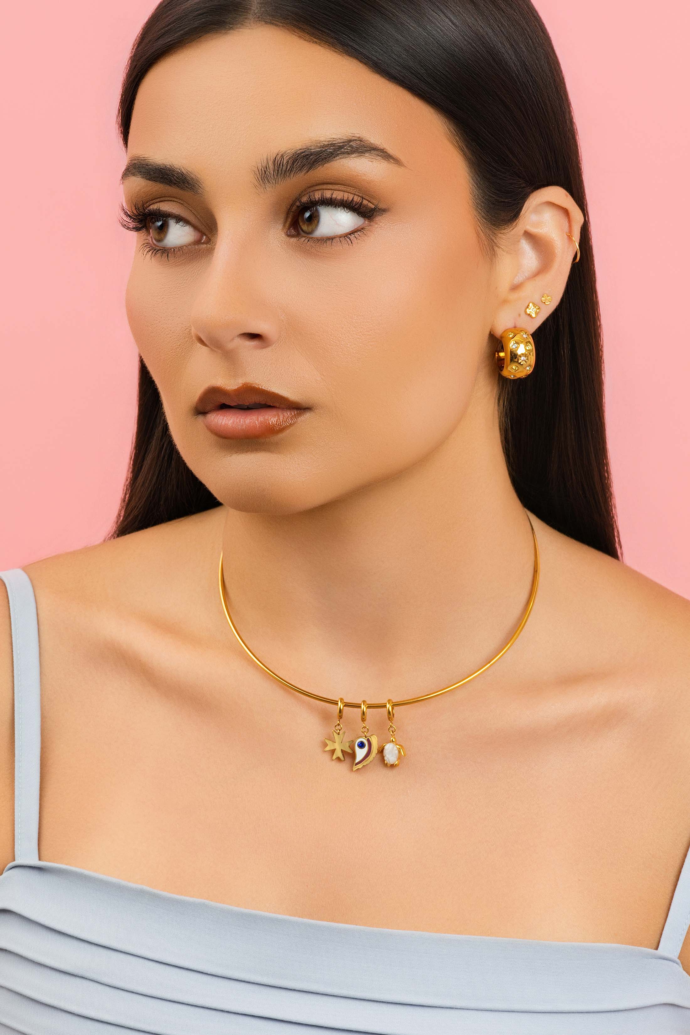 Cuff Necklace - Triple Cuff Charm Gift Set