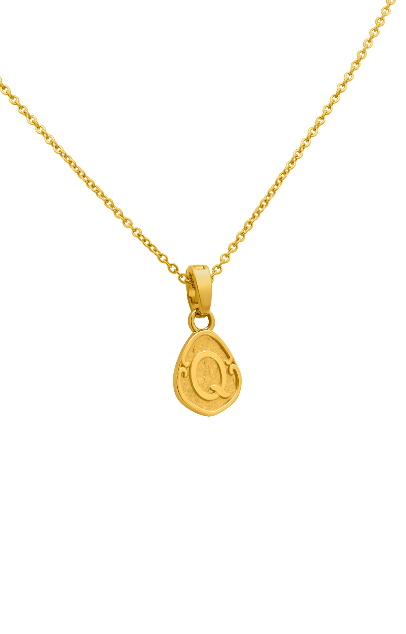 &quot;Q&quot; Tberfil Letter Pendant with Petite Adjustable Chain Necklace