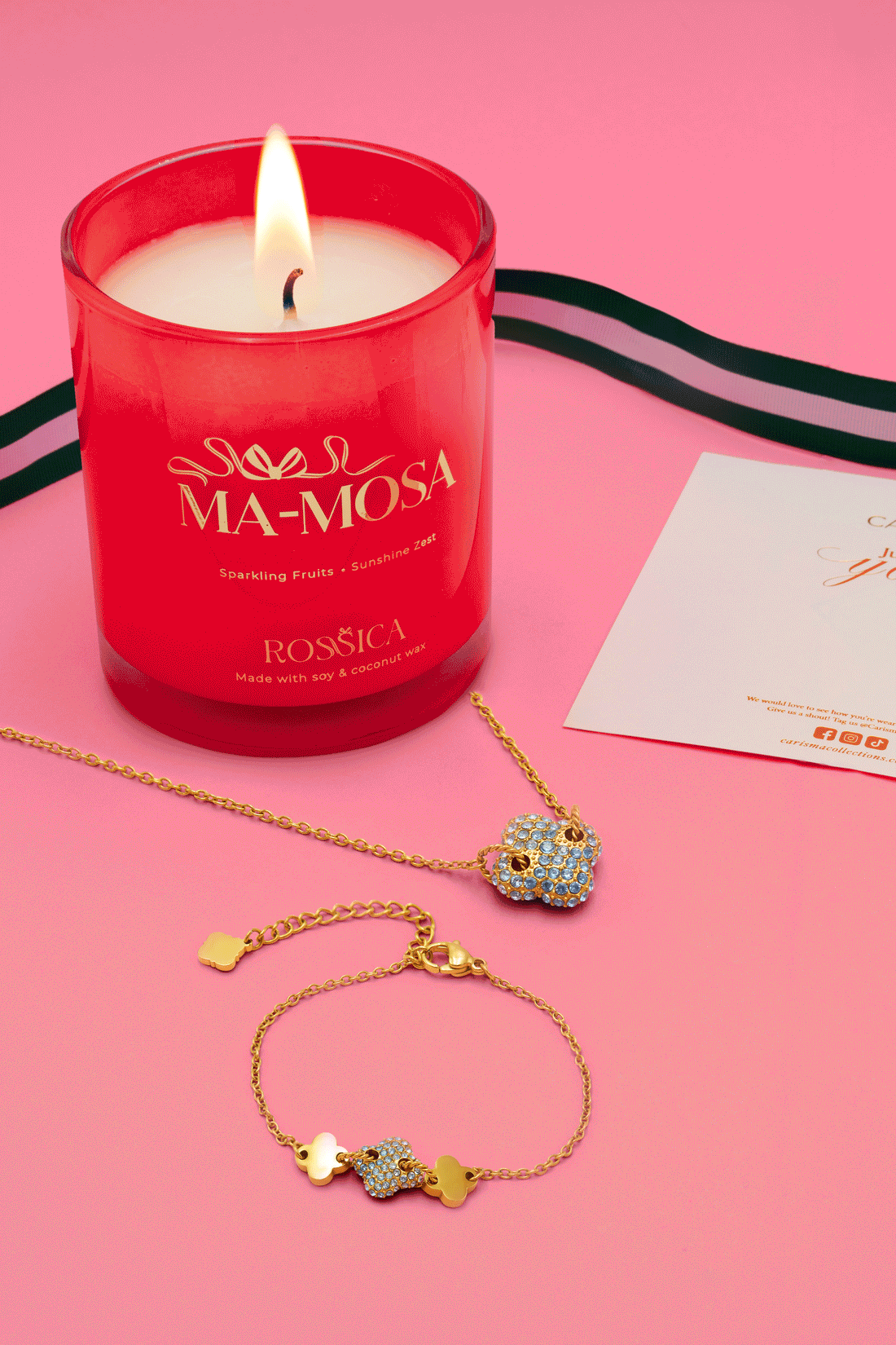 Rossi Nova Bracelet, Necklace &amp; Rossica Candle Gift Set