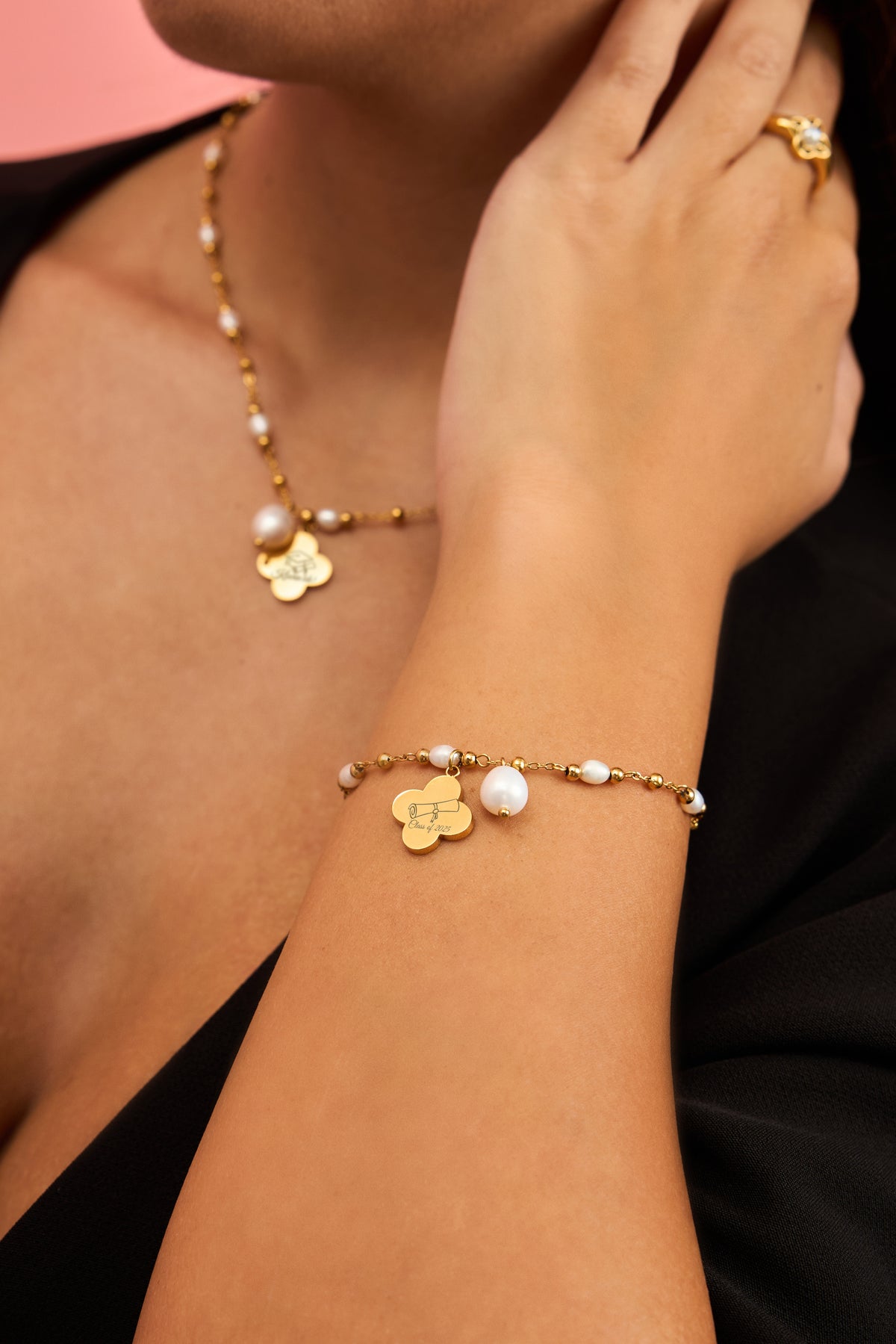 Freshwater Pearl Graduation Charm Bracelet