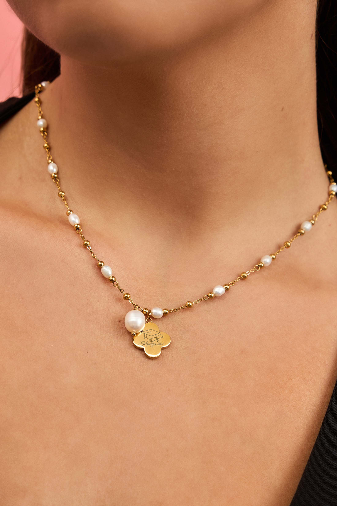 Freshwater Pearl Graduation Charm Necklace