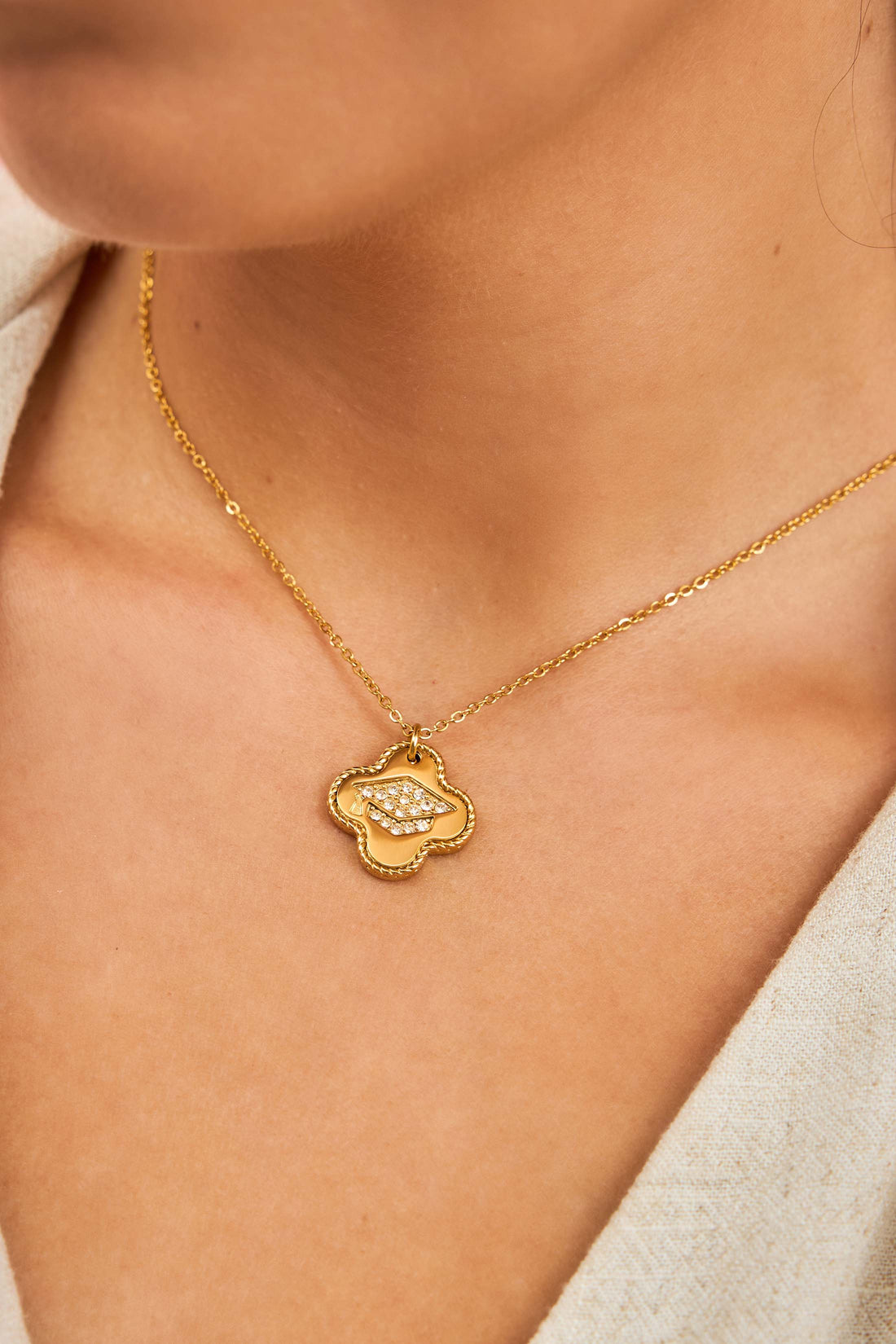 Graduation Zirconia Engravable Necklace