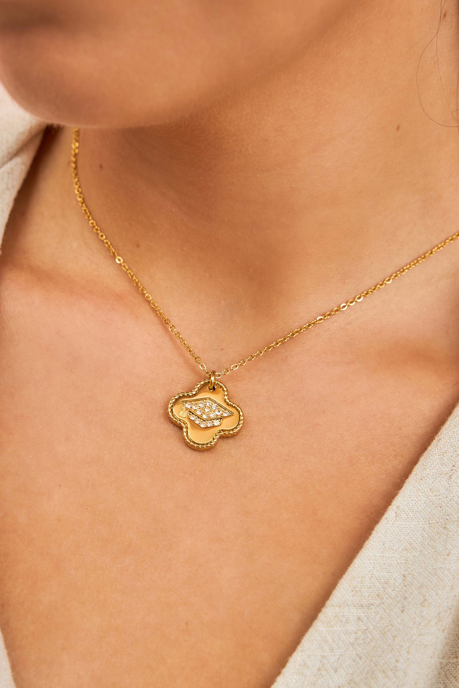 Graduation Zirconia Engravable Necklace