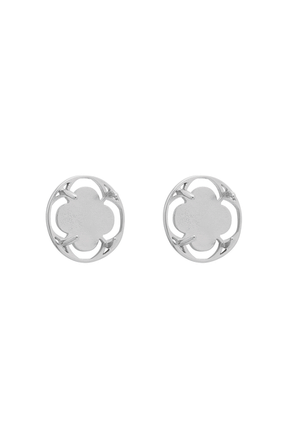 Stone Station Stud Earring Set Silver Coloured