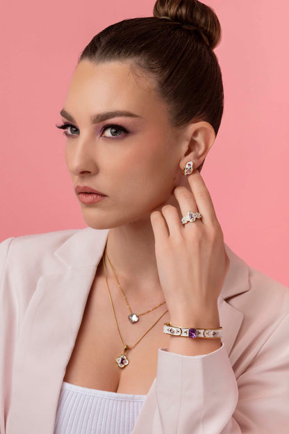 Maltese Tile Royal Purple Bangle &amp; Ring Gift Set