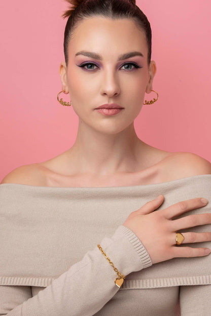 Inħobbok Qalbi Medium Hoop Earring Set