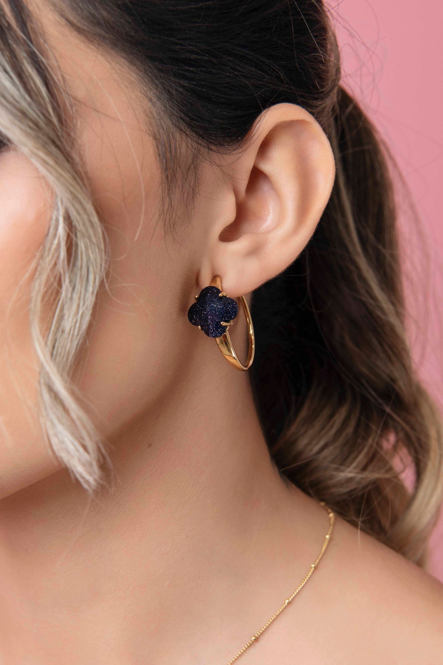 Stone Station Midnight Sparkle Stone Petite Hoop Earring Set