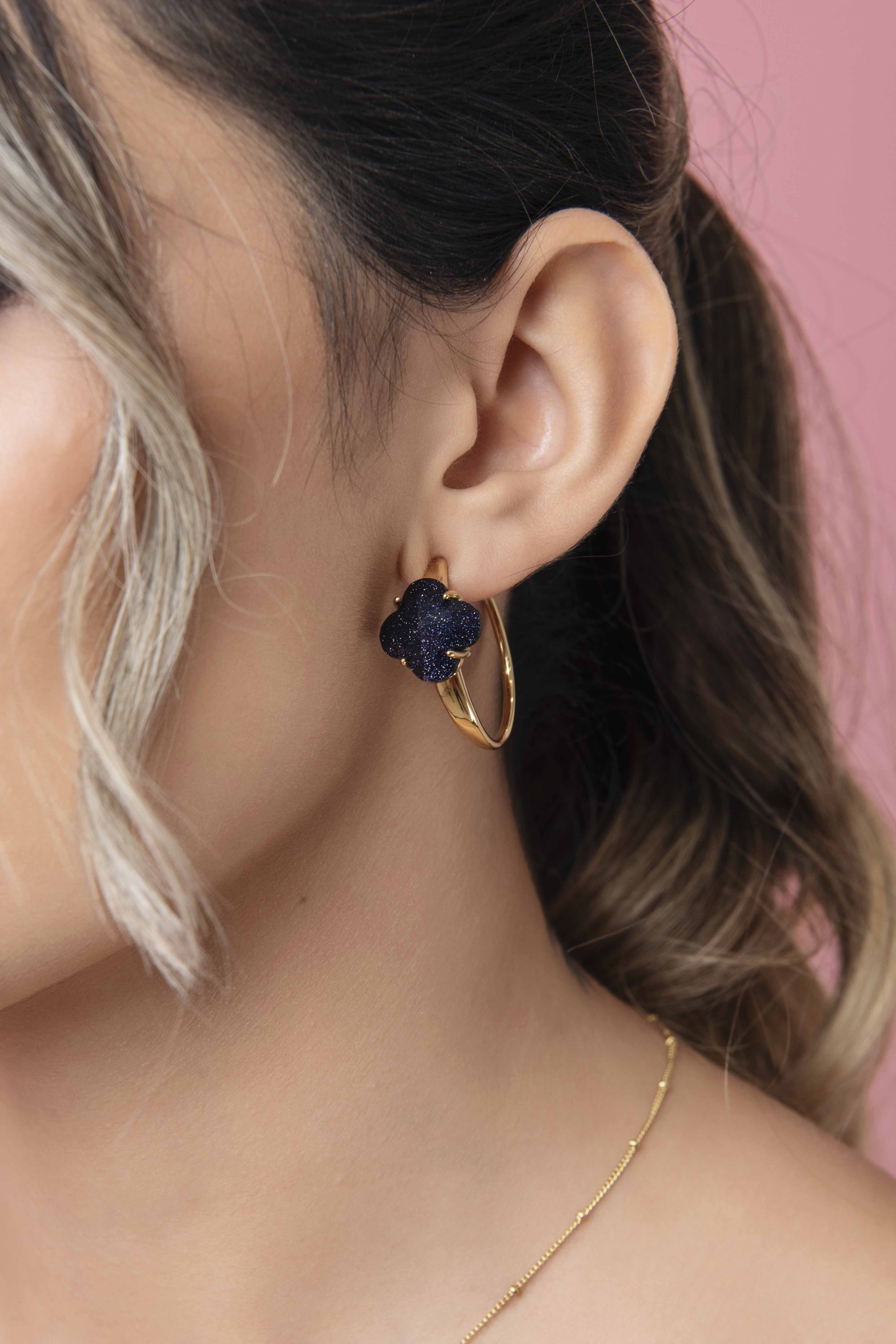 Stone Station Midnight Sparkle Stone Petite Hoop Earring Set