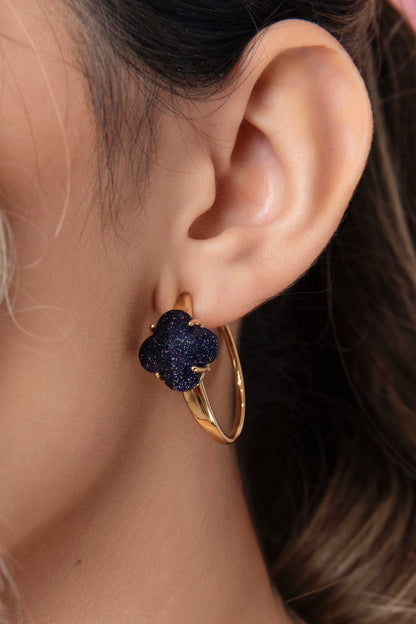 Stone Station Midnight Sparkle Stone Petite Hoop Earring Set