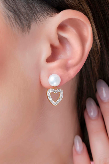 Freshwater Pearl Heart Pavé Gift Set