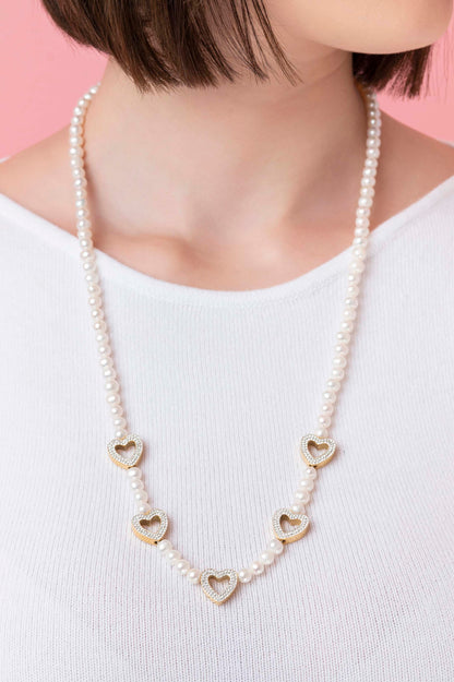 Freshwater Pearl Heart Pavé Gift Set
