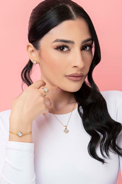 Lace Agate Stone Stud Earring Set