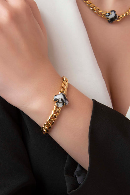 Stone Station Curb Chain Bracelet