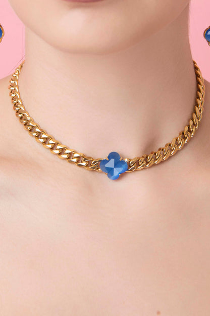 Stone Station Curb Chain Necklace