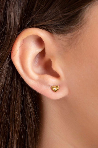 Petite Heart Gold Stud Earring Set