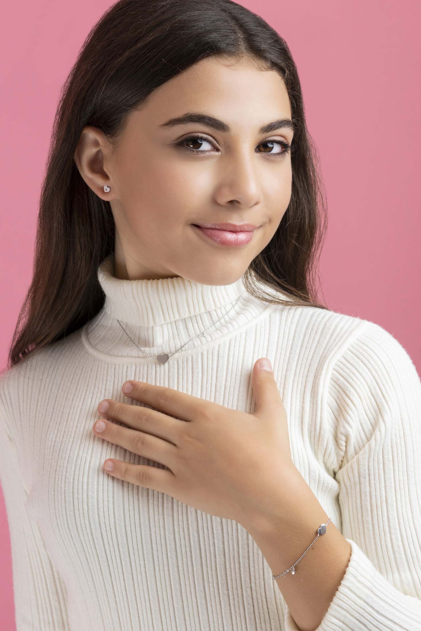 Petite Heart Silver Stud Earring Set