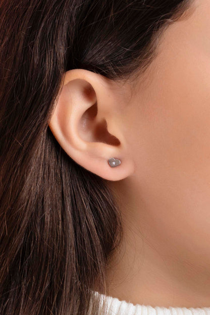 Petite Heart Silver Stud Earring Set