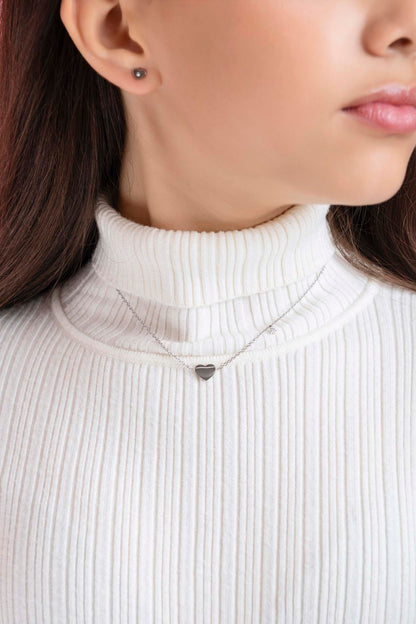 Petite Heart Silver Stud Earring Set