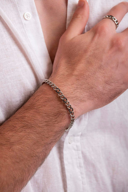 Black Zirconia Curb Chain Bracelet