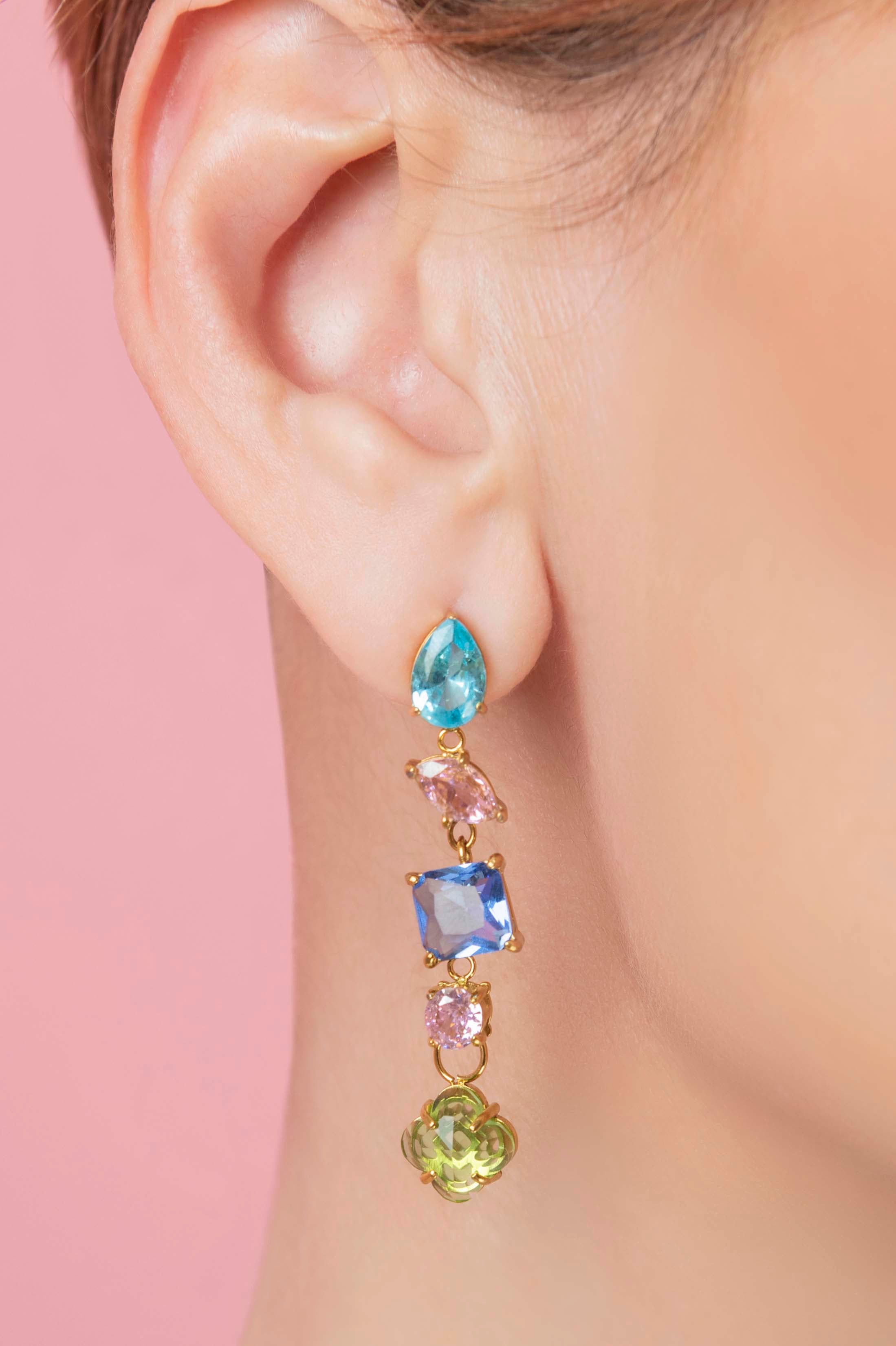 Sinfonija Ġawhar Drop Stud Earring Set