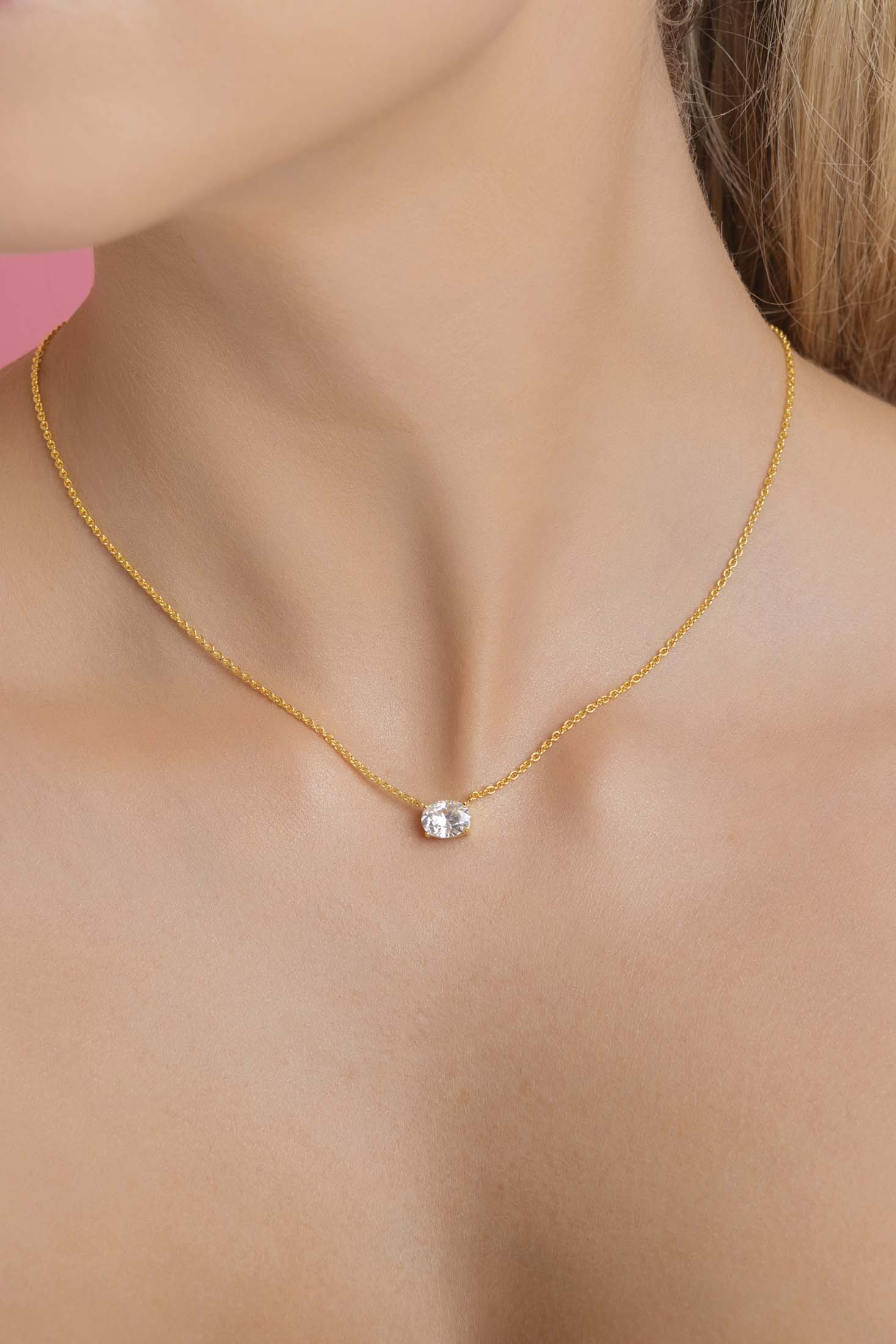Moissanite Solitaire Necklace in 18k Gold Vermeil