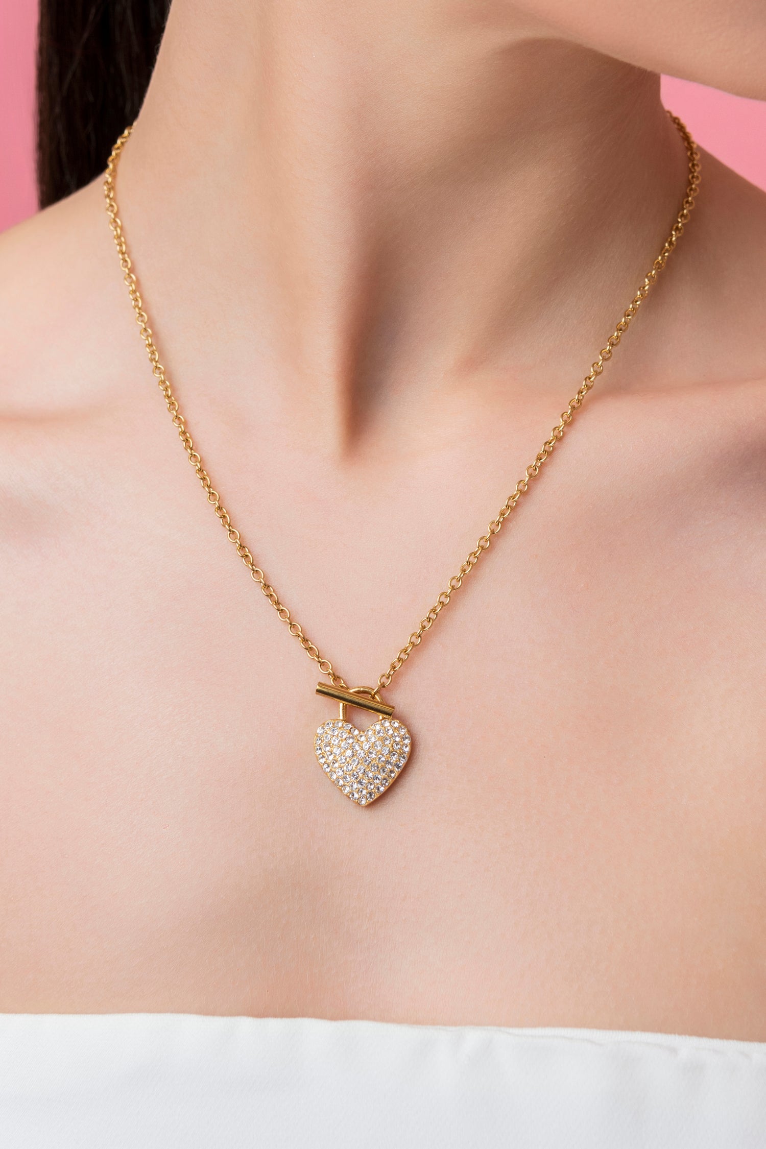 Heart Pavé Lock Necklace