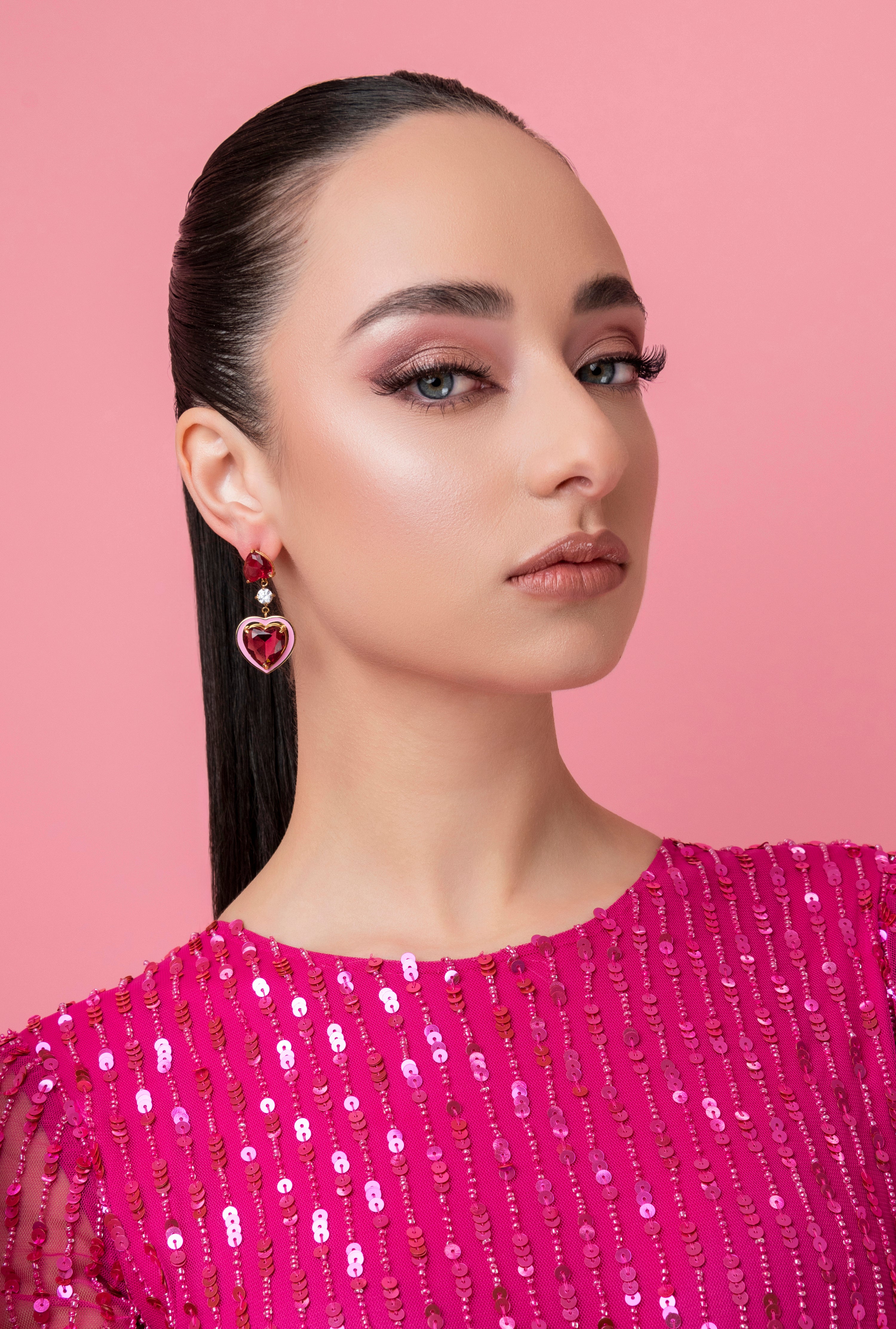 Crystal Heart Choker &amp; Qalb Tħabbat Earring Gift Set