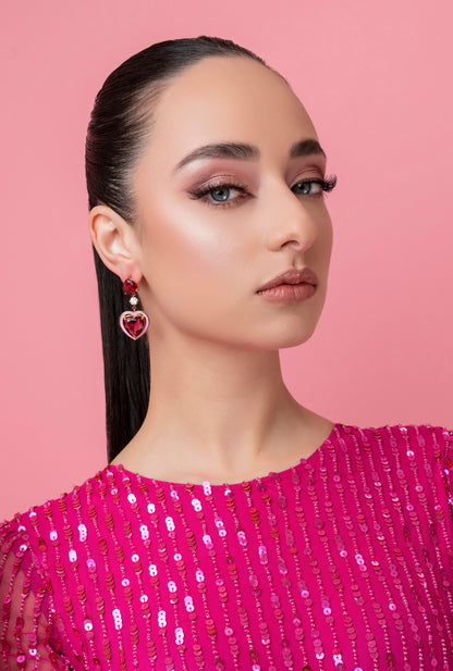 Crystal Heart Choker &amp; Qalb Tħabbat Earring Gift Set