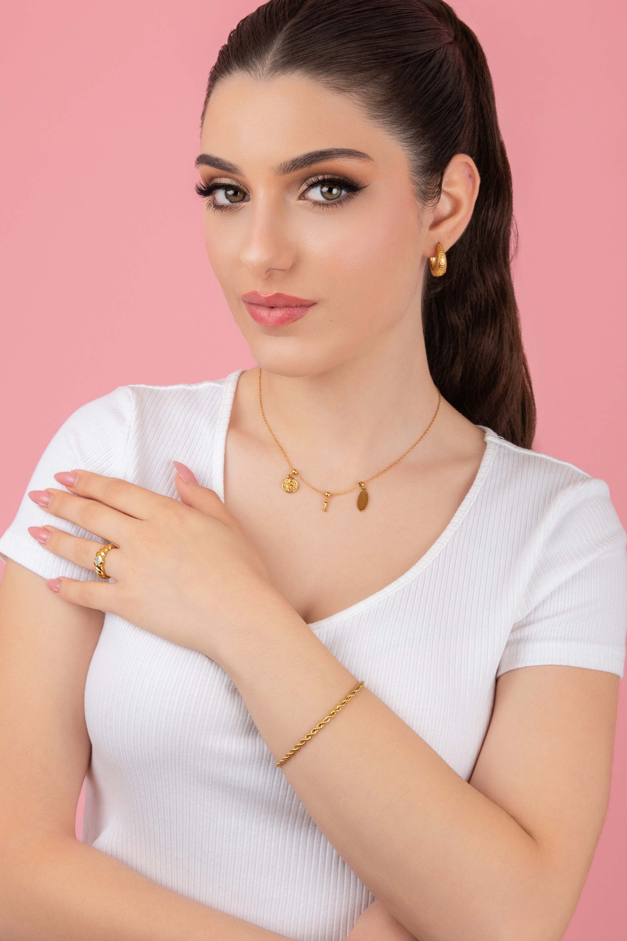 Numbers &amp; Birthstone Toggle Charm Necklace Gift Set