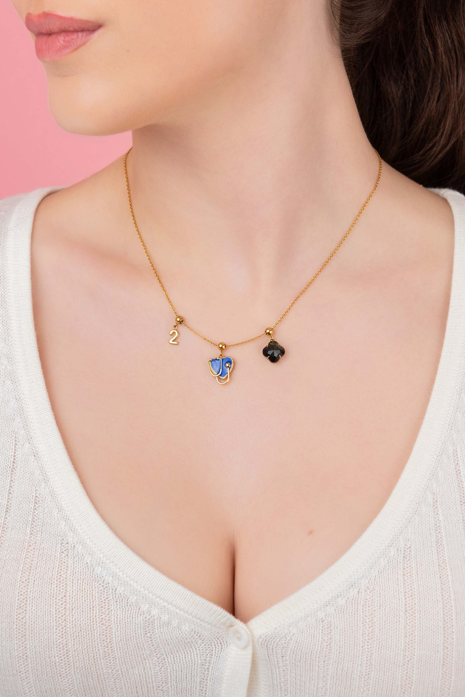 Numbers &amp; Birthstone Toggle Charm Necklace Gift Set