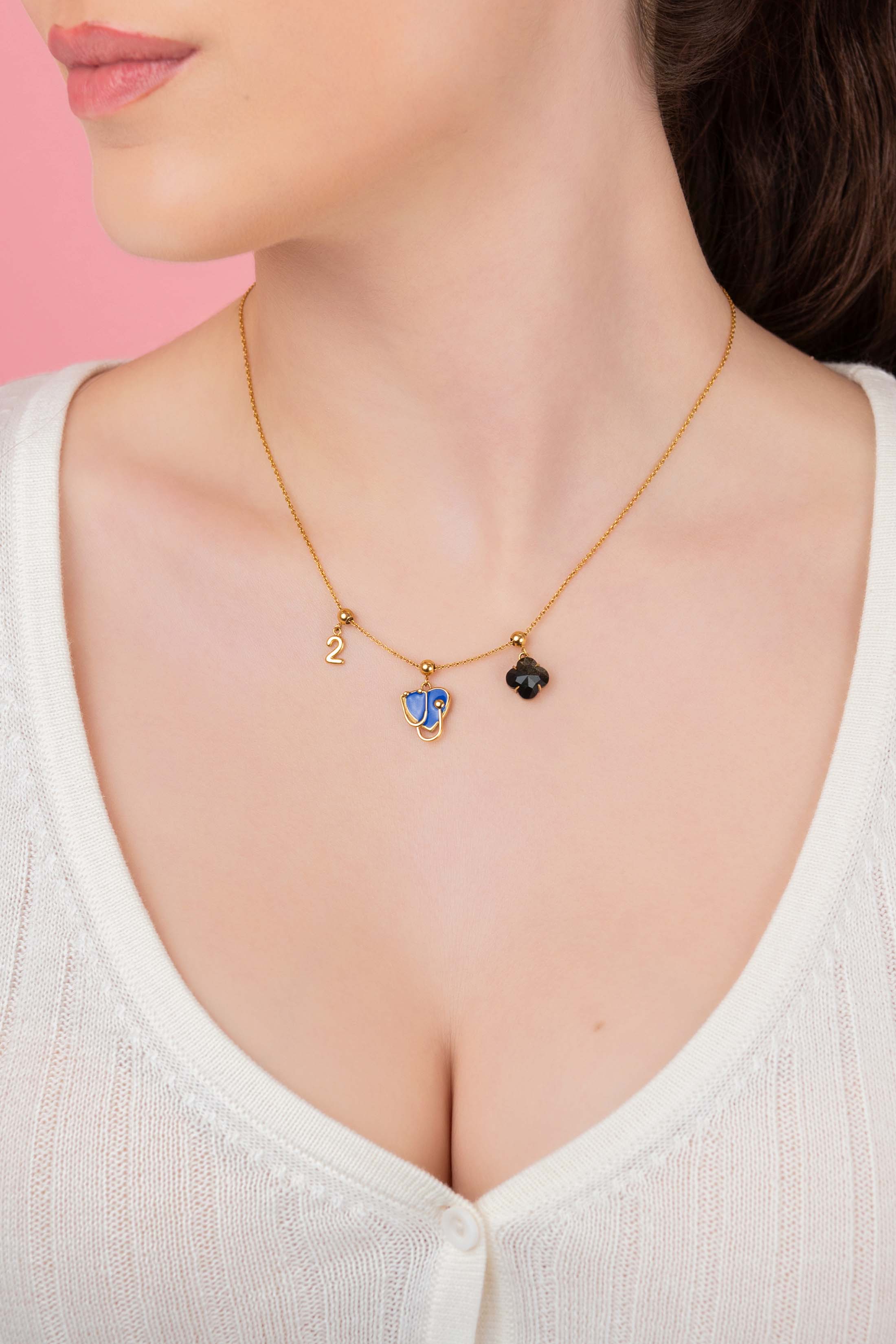 Numbers &amp; Birthstone Toggle Charm Necklace Gift Set