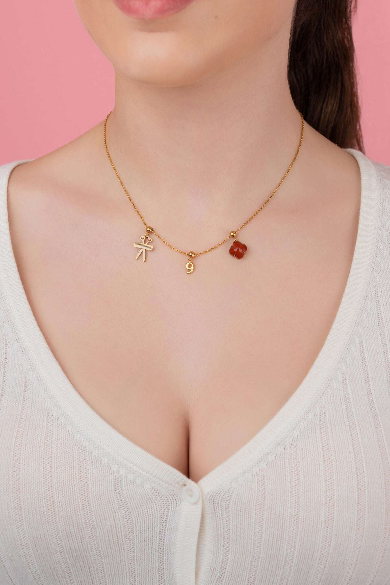 Numbers &amp; Birthstone Toggle Charm Necklace Gift Set