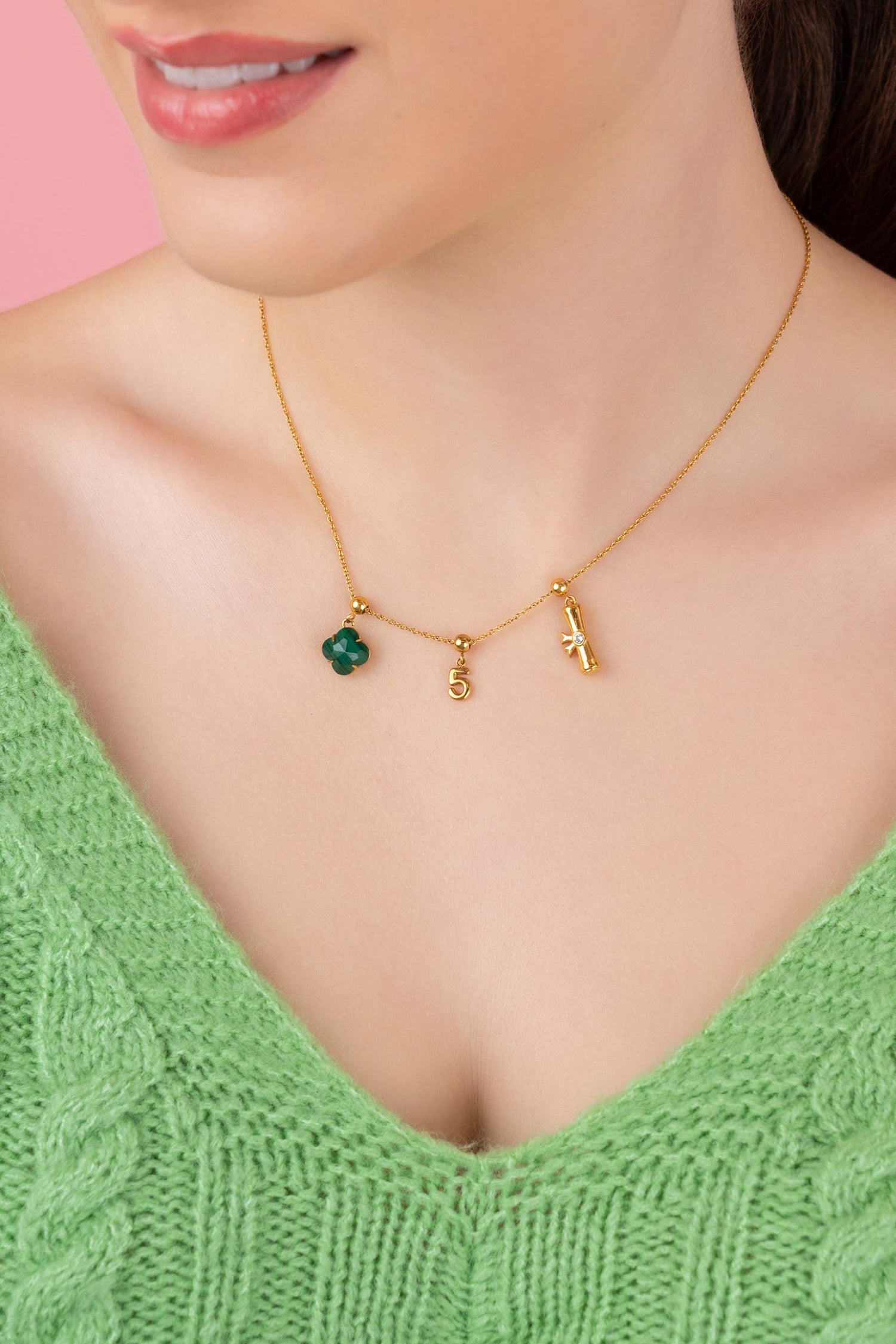 Numbers &amp; Birthstone Toggle Charm Necklace Gift Set