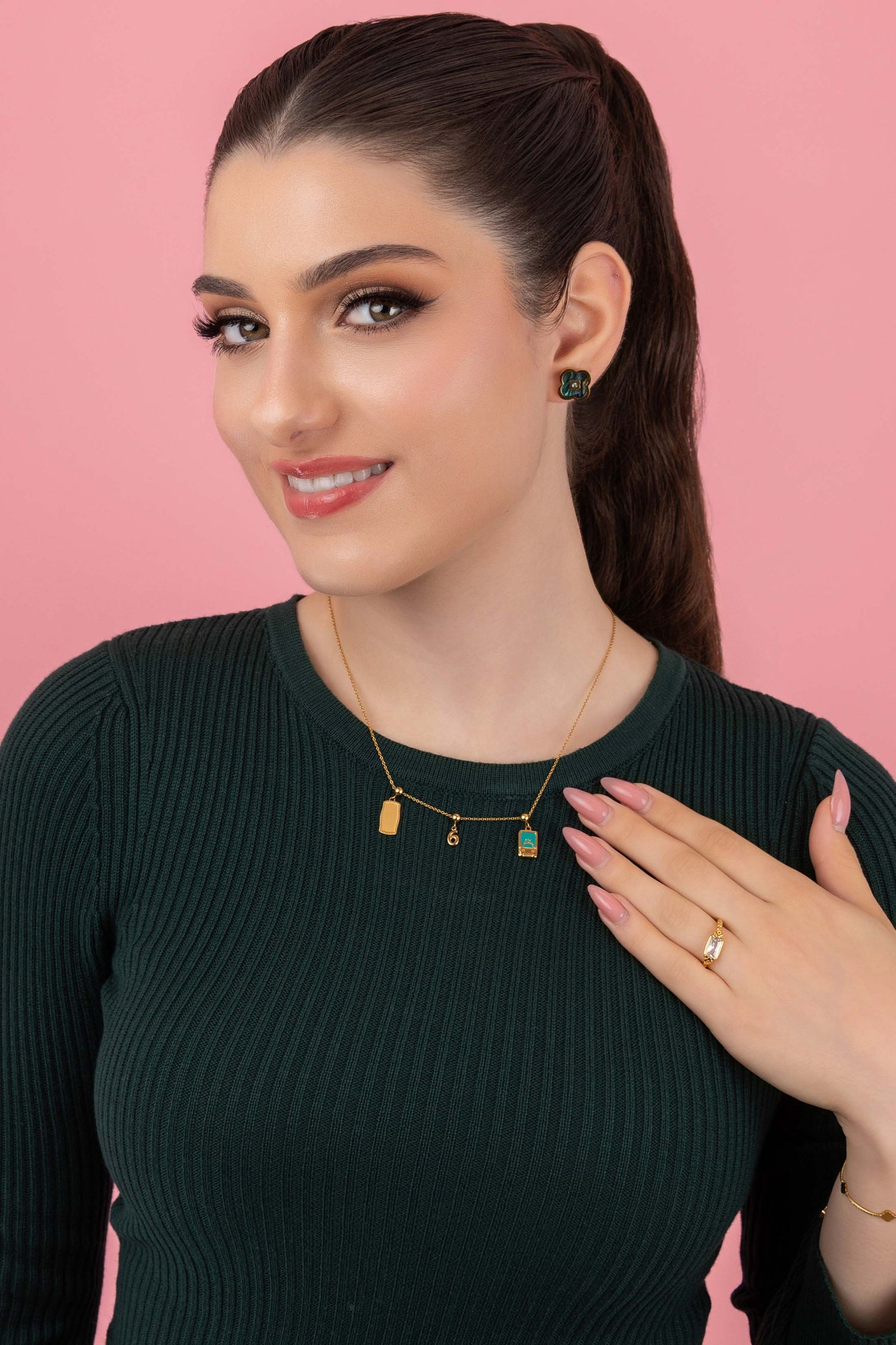 Numbers &amp; Birthstone Toggle Charm Necklace Gift Set